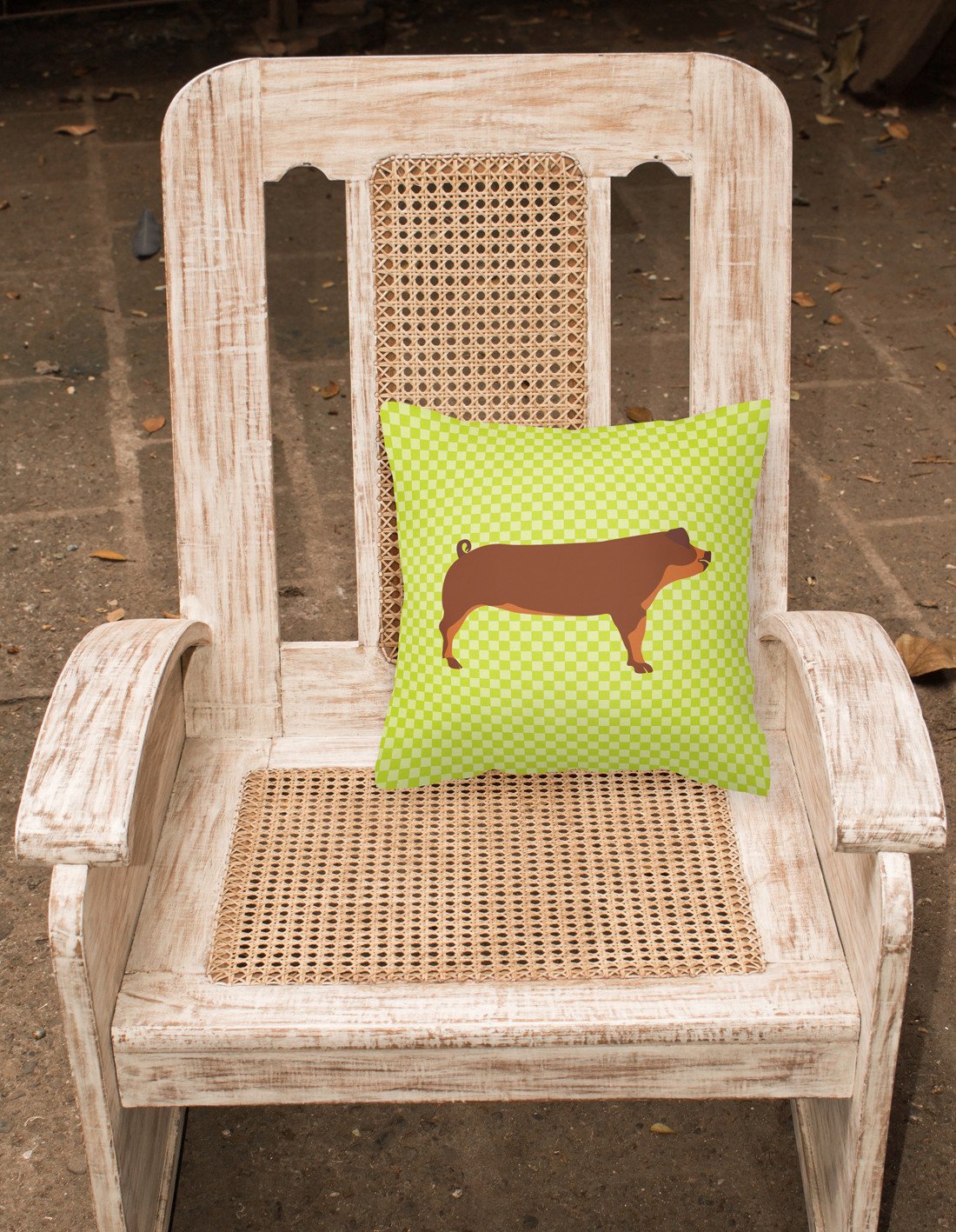 Duroc Pig Green Decorative Throw Pillow 18x18 Indoor Outdoor Accent Cushion, Fabric Cover with Insert for Sofa, Bed, Porch & Living Room