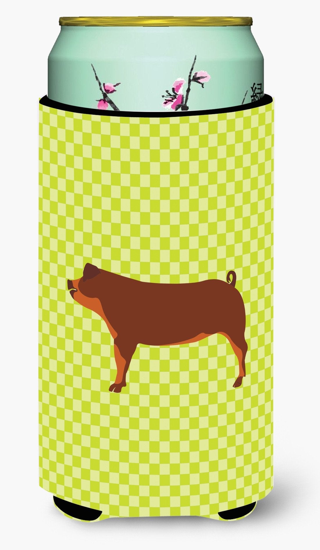 Duroc Pig Green Tall Boy Hugger Can Cooler Sleeve Machine Washable Drink Collapsible Insulator Beverage Insulated Holder