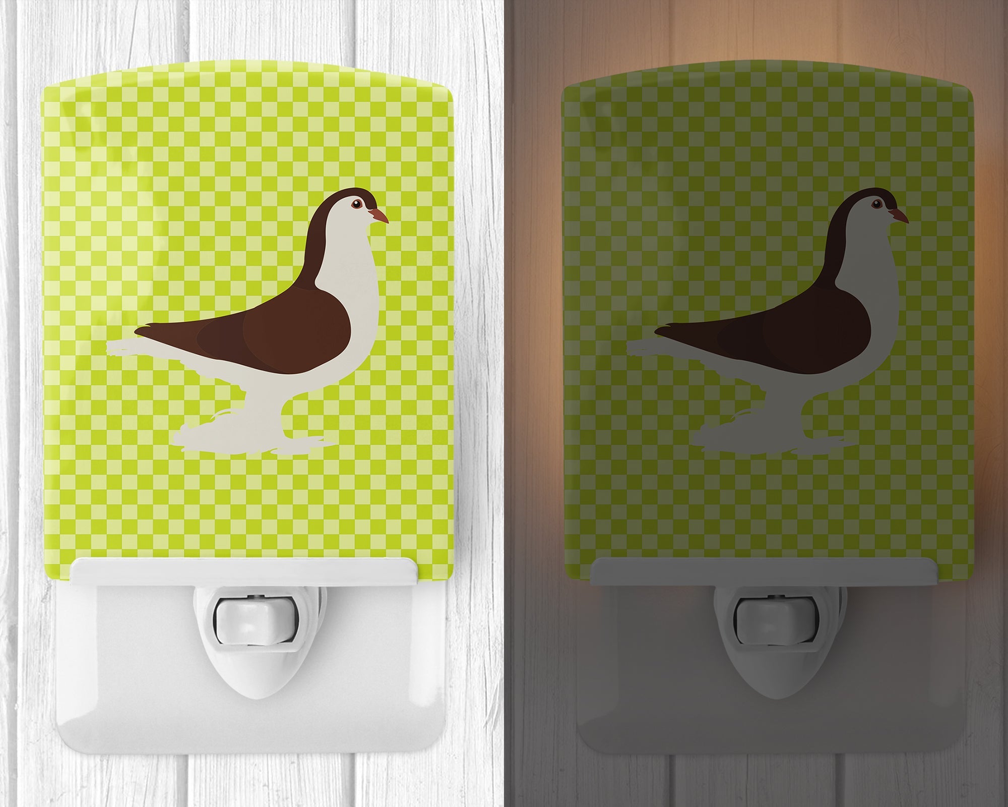 Large Pigeon Green Ceramic Night Light Compact, UL-Certified, Ideal for Bedroom, Bathroom, Nursery, Hallway, Kitchen, 6x4x3, Multicolor