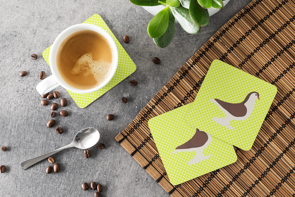 Large Pigeon Green Foam Coasters Set of 4 Cup Coasters for Indoor Outdoor, Tabletop Protection, Anti Slip, Mouse pad Material