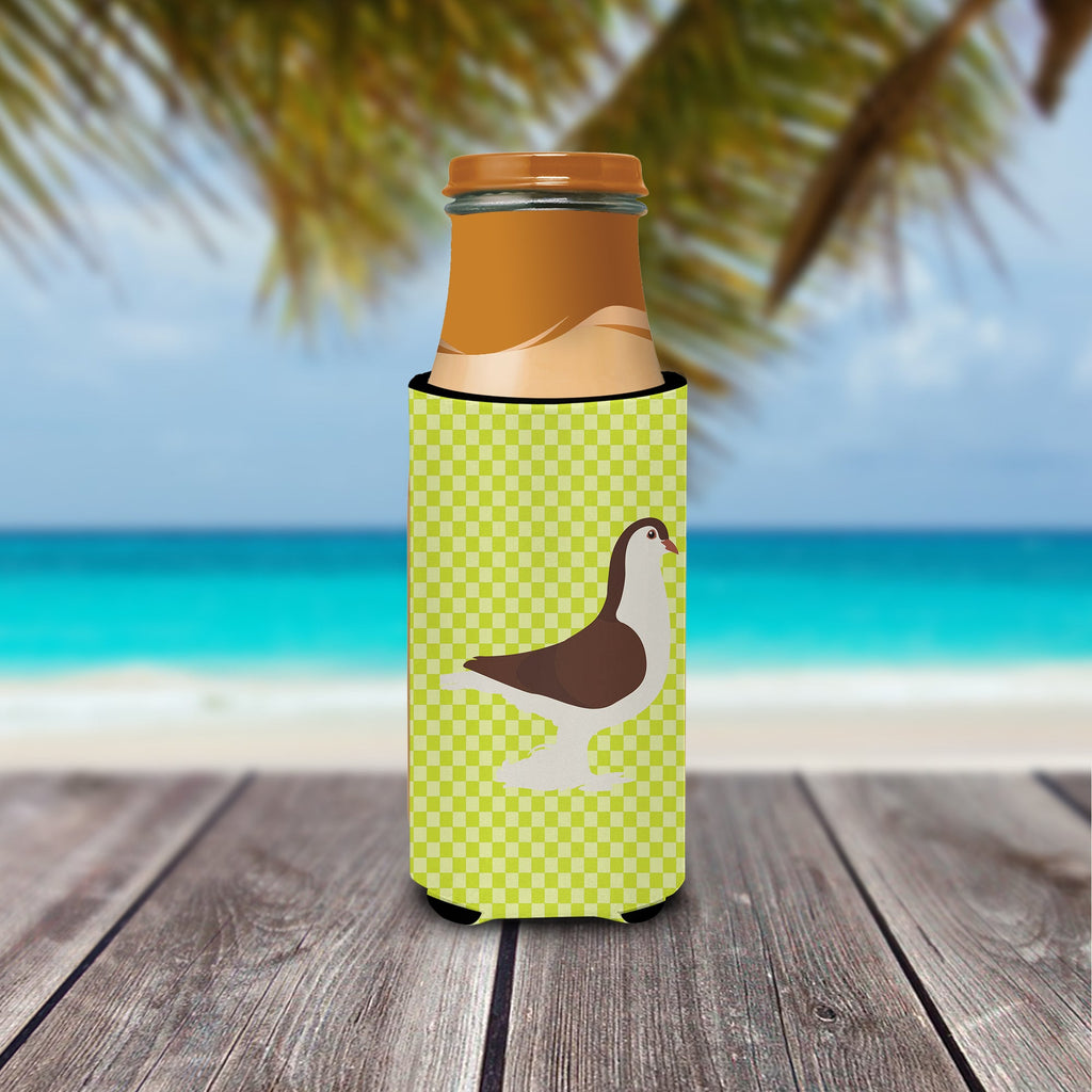 Large Pigeon Green Slim Can Hugger , Insulated Foam Hugger for 12 oz Slim Cans, Beer Bottles & Water Bottles, Printed in USA