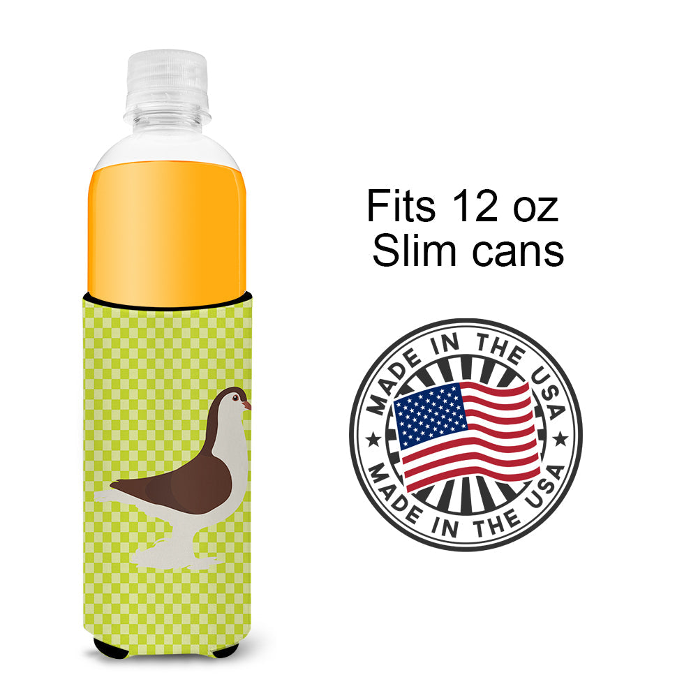 Large Pigeon Green Slim Can Hugger , Insulated Foam Hugger for 12 oz Slim Cans, Beer Bottles & Water Bottles, Printed in USA