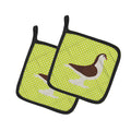 Large Pigeon Green Pot Holder Set of 2 Heat Resistant Quilted Hot Pads 7.5 x 7.5 Inch, Insulated Kitchen Trivets for Cooking & Baking