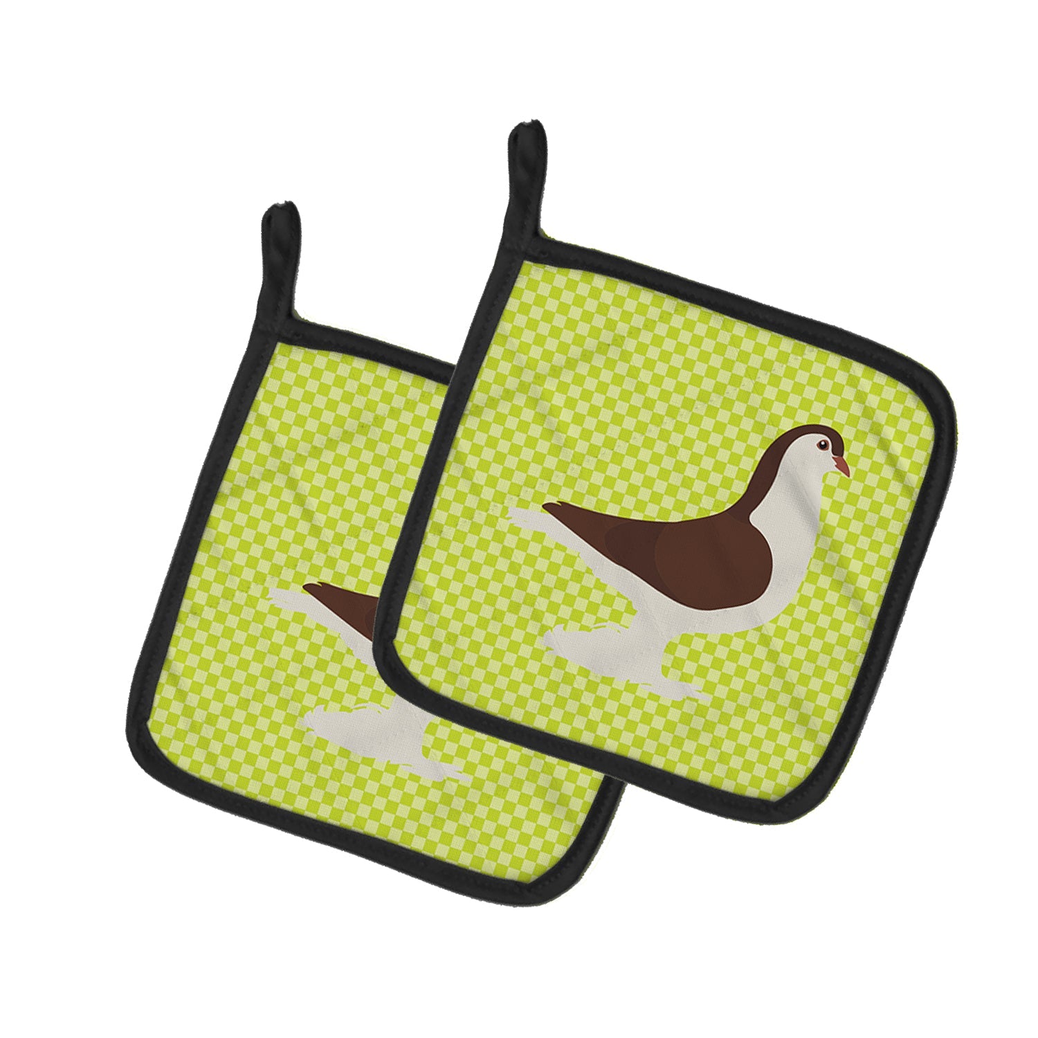 Large Pigeon Green Pot Holder Set of 2 Heat Resistant Quilted Hot Pads 7.5 x 7.5 Inch, Insulated Kitchen Trivets for Cooking & Baking