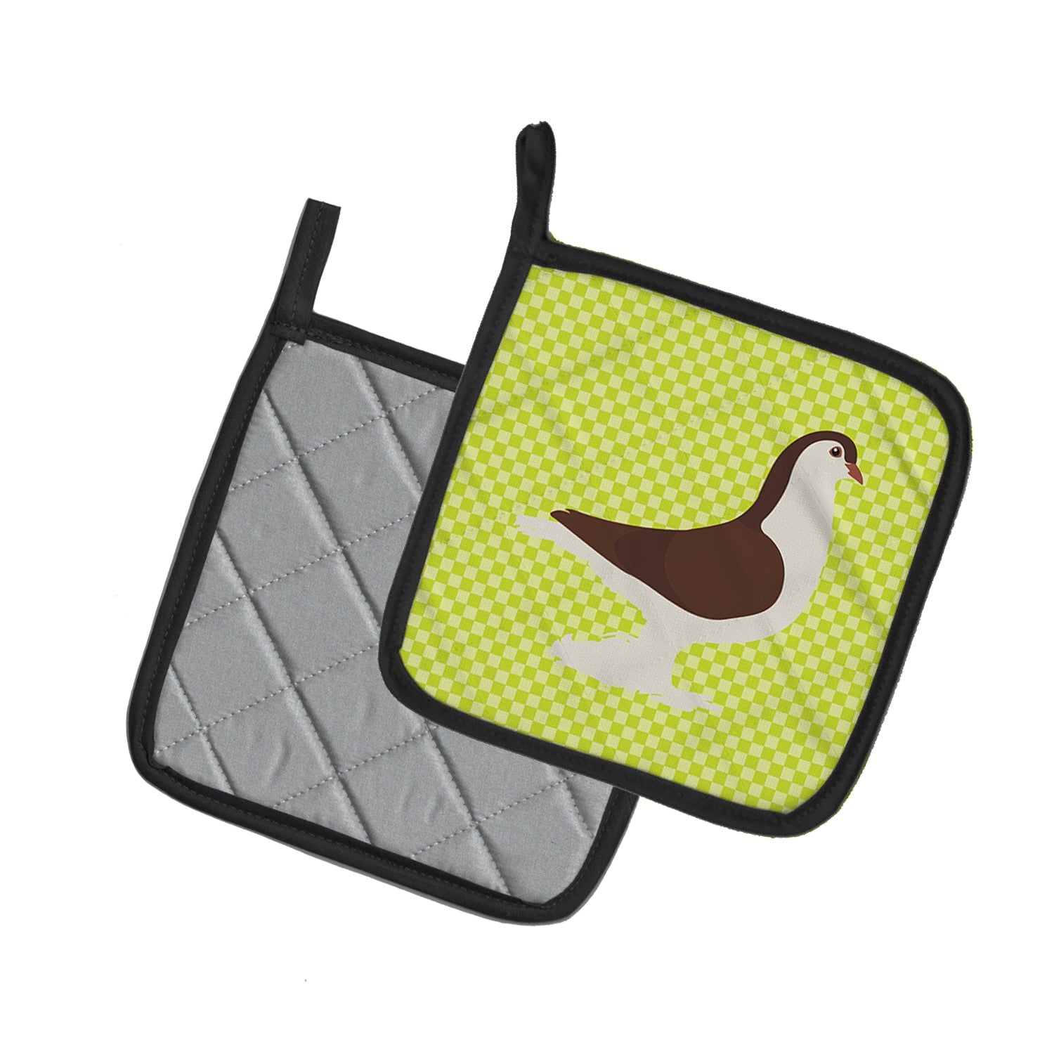 Large Pigeon Green Pot Holder Set of 2 Heat Resistant Quilted Hot Pads 7.5 x 7.5 Inch, Insulated Kitchen Trivets for Cooking & Baking