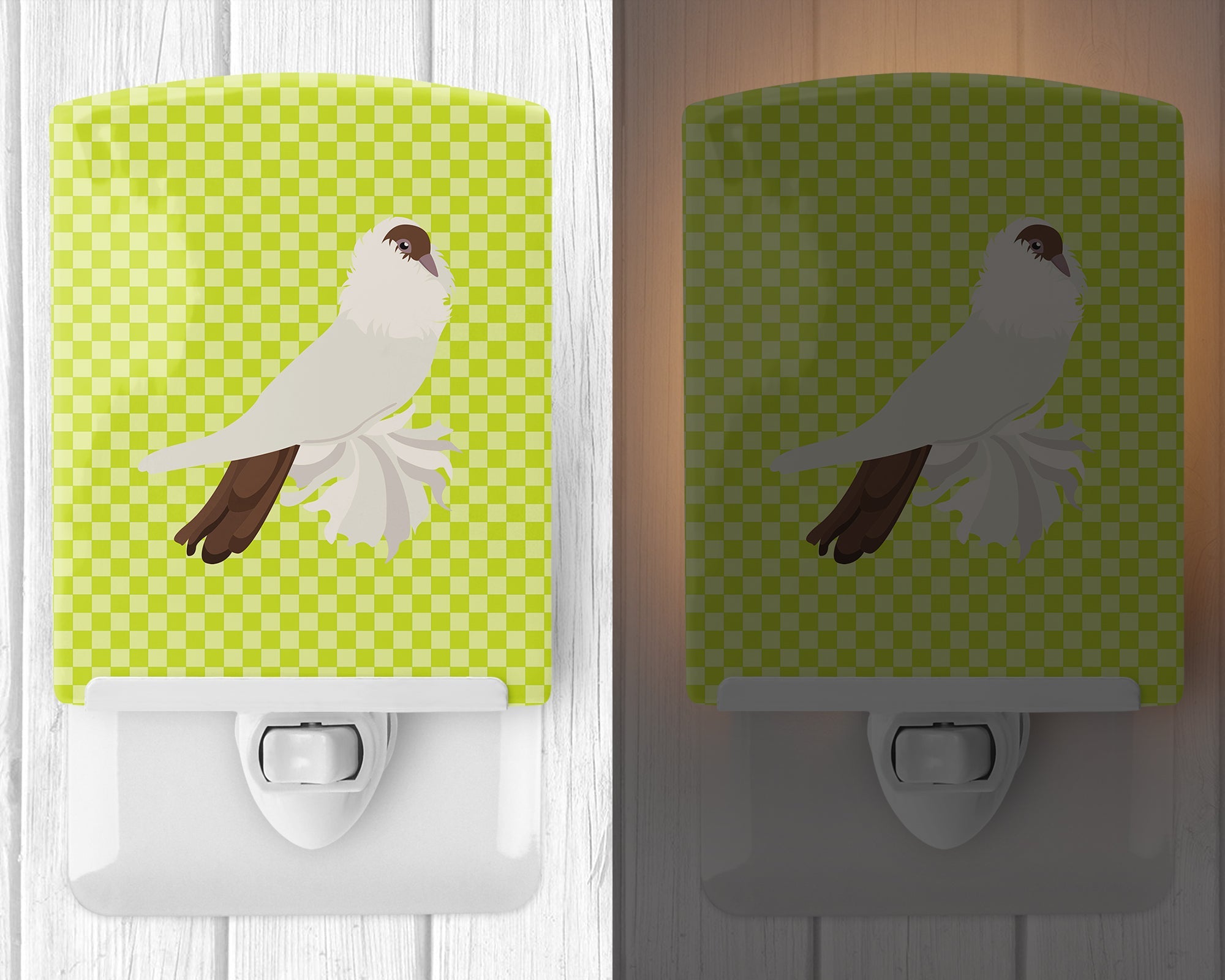 German Helmet Pigeon Green Ceramic Night Light Compact, UL-Certified, Ideal for Bedroom, Bathroom, Nursery, Hallway, Kitchen, 6x4x3, Multicolor