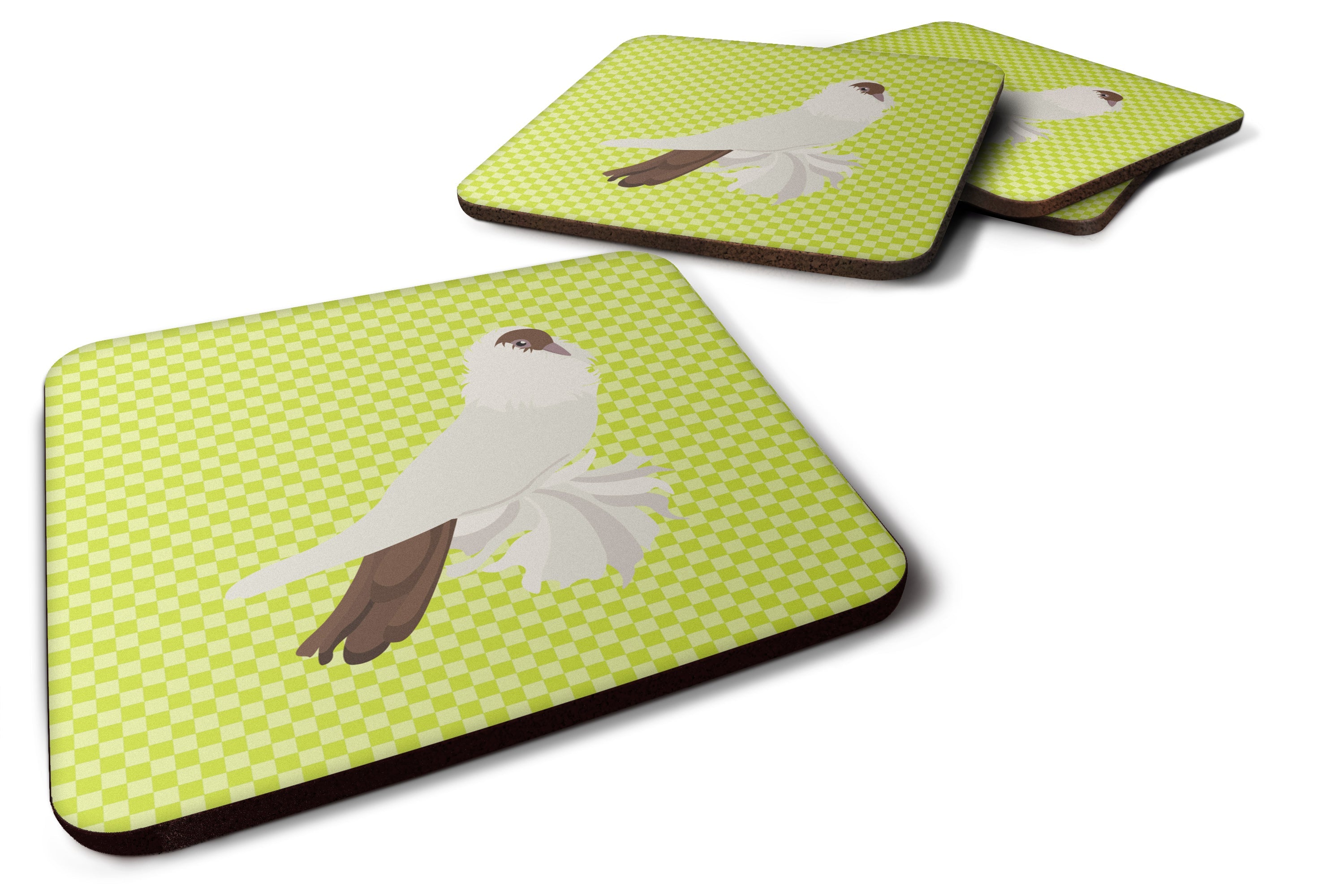 German Helmet Pigeon Green Foam Coasters Set of 4 Cup Coasters for Indoor Outdoor, Tabletop Protection, Anti Slip, Mouse pad Material