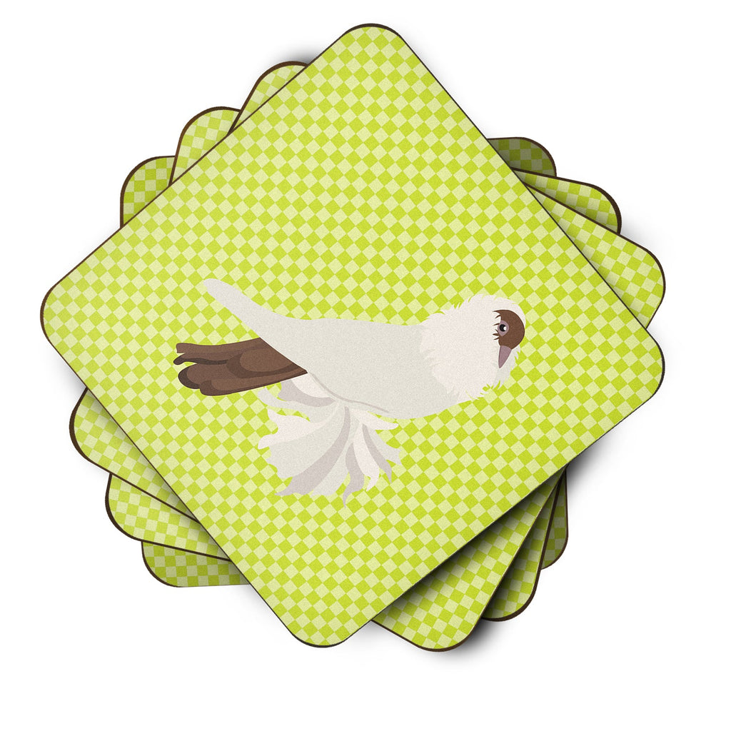 German Helmet Pigeon Green Foam Coasters Set of 4 Cup Coasters for Indoor Outdoor, Tabletop Protection, Anti Slip, Mouse pad Material