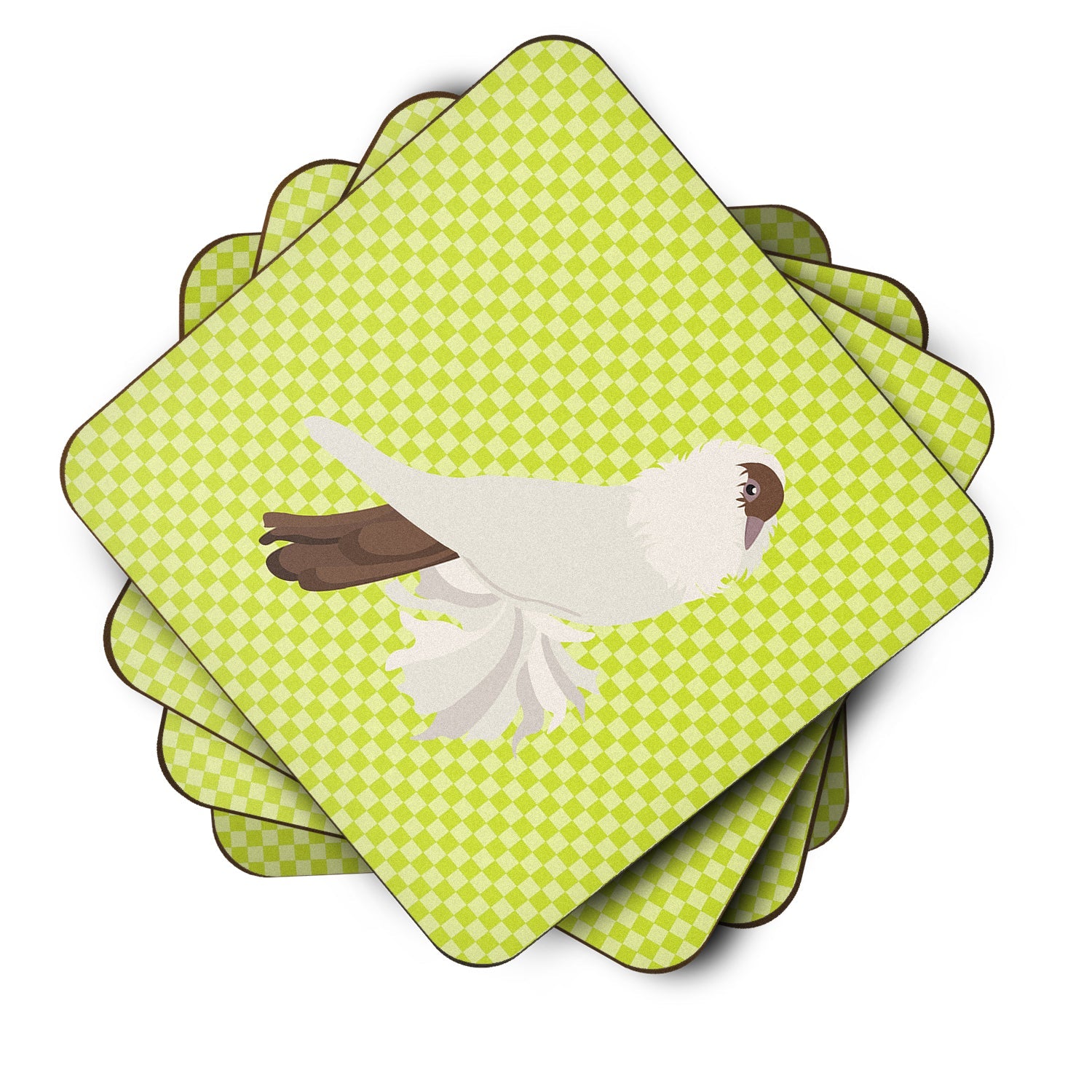 German Helmet Pigeon Green Foam Coasters Set of 4 Cup Coasters for Indoor Outdoor, Tabletop Protection, Anti Slip, Mouse pad Material