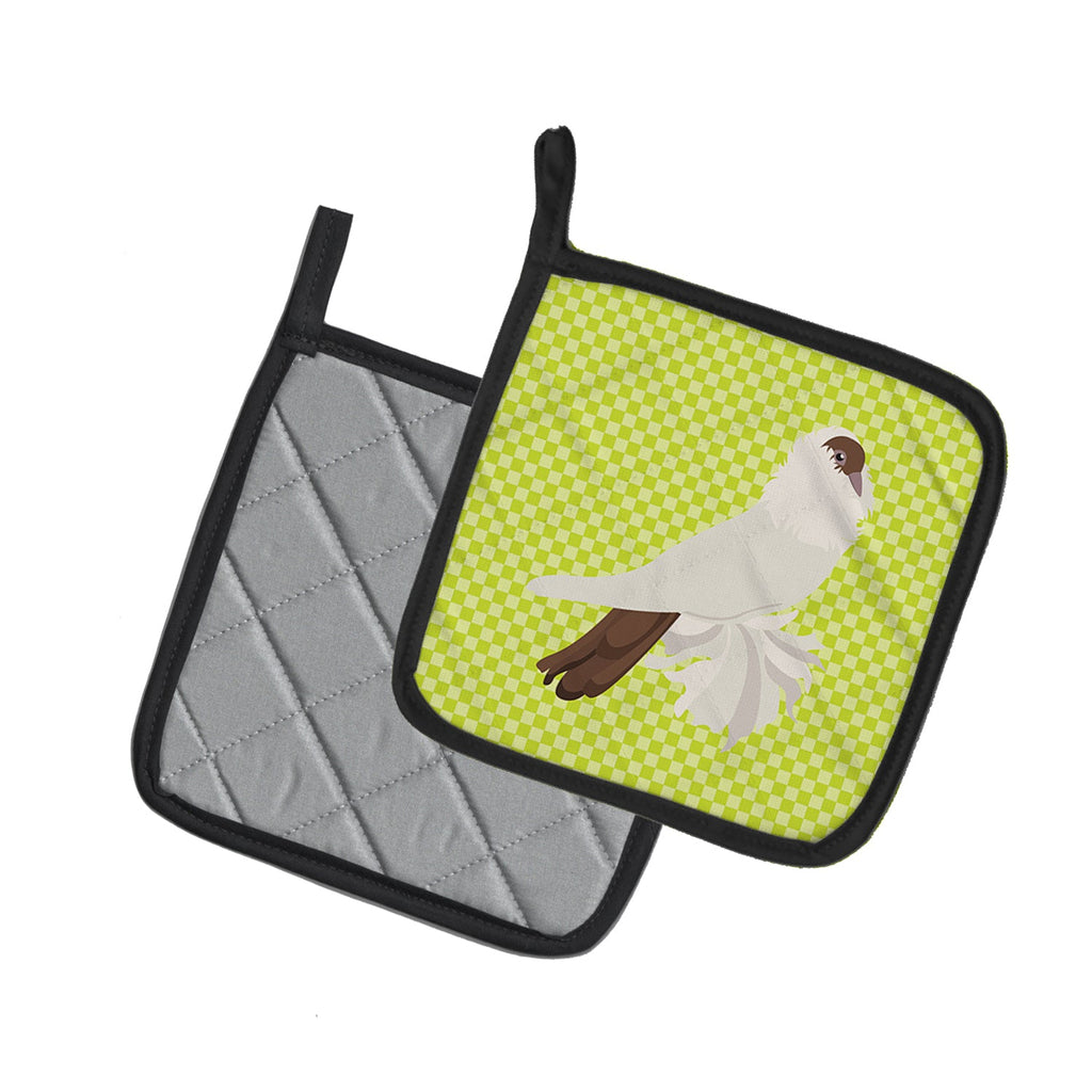 German Helmet Pigeon Green Pot Holder Set of 2 Heat Resistant Quilted Hot Pads 7.5 x 7.5 Inch, Insulated Kitchen Trivets for Cooking & Baking