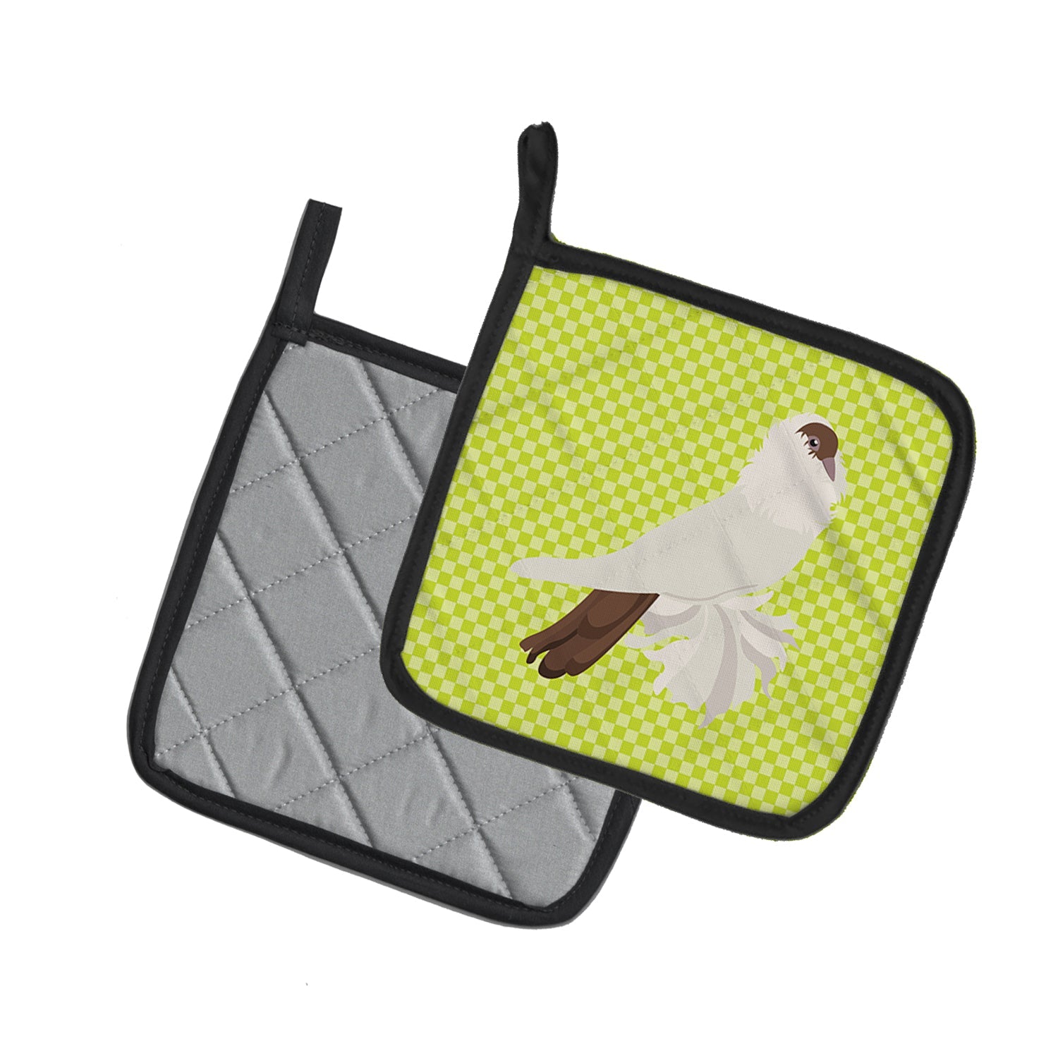 German Helmet Pigeon Green Pot Holder Set of 2 Heat Resistant Quilted Hot Pads 7.5 x 7.5 Inch, Insulated Kitchen Trivets for Cooking & Baking