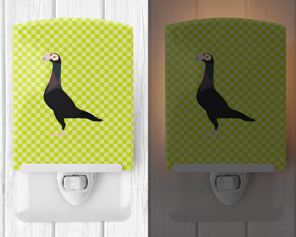 English Carrier Pigeon Green Ceramic Night Light Compact, UL-Certified, Ideal for Bedroom, Bathroom, Nursery, Hallway, Kitchen, 6x4x3, Multicolor