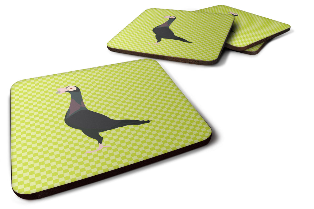 English Carrier Pigeon Green Foam Coasters Set of 4 Cup Coasters for Indoor Outdoor, Tabletop Protection, Anti Slip, Mouse pad Material