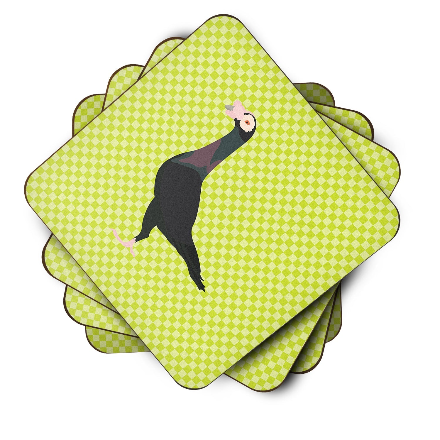 English Carrier Pigeon Green Foam Coasters Set of 4 Cup Coasters for Indoor Outdoor, Tabletop Protection, Anti Slip, Mouse pad Material