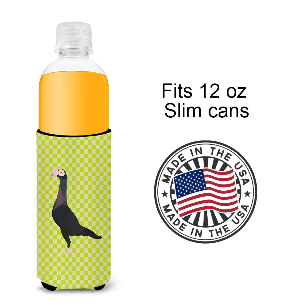 English Carrier Pigeon Green Slim Can Hugger , Insulated Foam Hugger for 12 oz Slim Cans, Beer Bottles & Water Bottles, Printed in USA