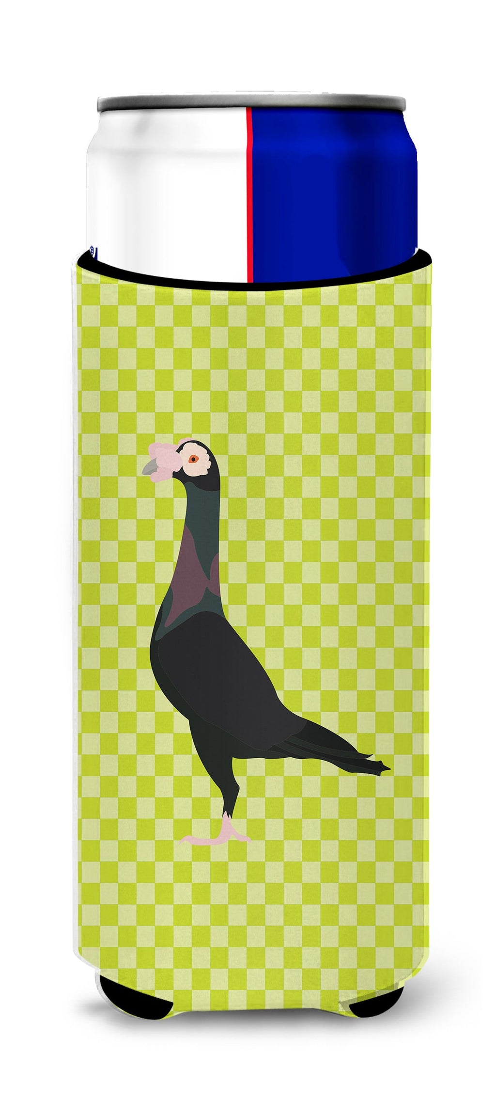 English Carrier Pigeon Green Slim Can Hugger , Insulated Foam Hugger for 12 oz Slim Cans, Beer Bottles & Water Bottles, Printed in USA