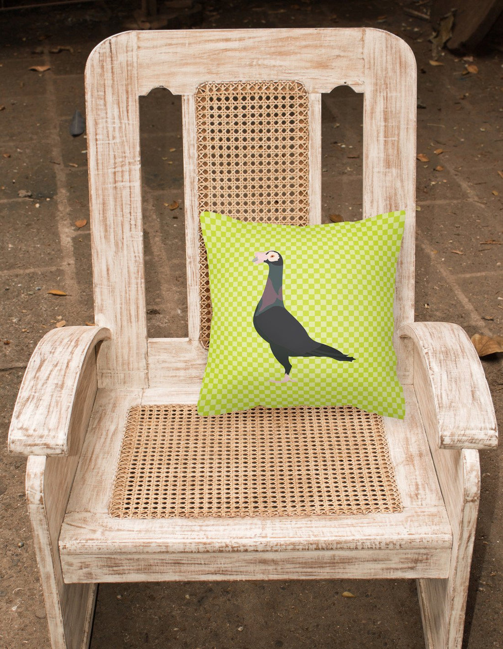 English Carrier Pigeon Green Decorative Throw Pillow 18x18 Indoor Outdoor Accent Cushion, Fabric Cover with Insert for Sofa, Bed, Porch & Living Room