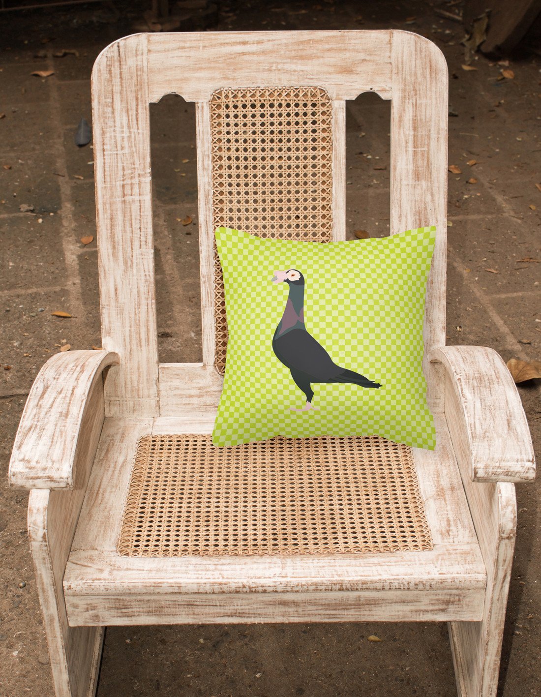 English Carrier Pigeon Green Decorative Throw Pillow 18x18 Indoor Outdoor Accent Cushion, Fabric Cover with Insert for Sofa, Bed, Porch & Living Room