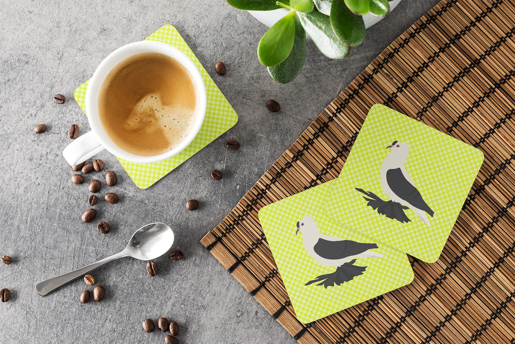 Saxon Fairy Swallow Pigeon Green Foam Coasters Set of 4 Cup Coasters for Indoor Outdoor, Tabletop Protection, Anti Slip, Mouse pad Material