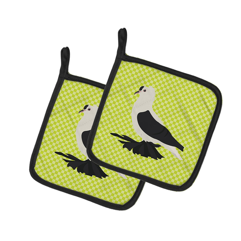 Saxon Fairy Swallow Pigeon Green Pot Holder Set of 2 Heat Resistant Quilted Hot Pads 7.5 x 7.5 Inch, Insulated Kitchen Trivets for Cooking & Baking