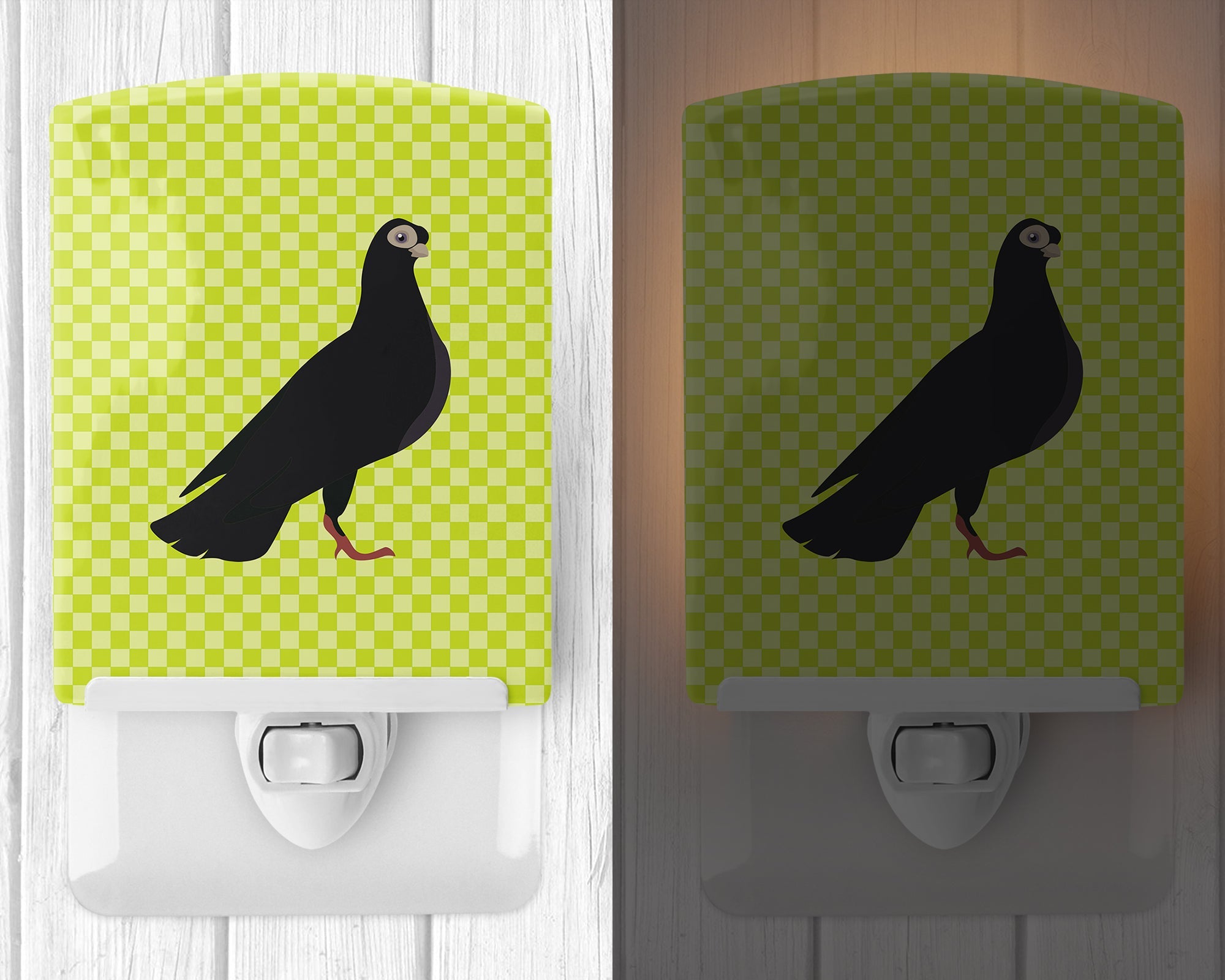 Budapest Highflyer Pigeon Green Ceramic Night Light Compact, UL-Certified, Ideal for Bedroom, Bathroom, Nursery, Hallway, Kitchen, 6x4x3, Multicolor