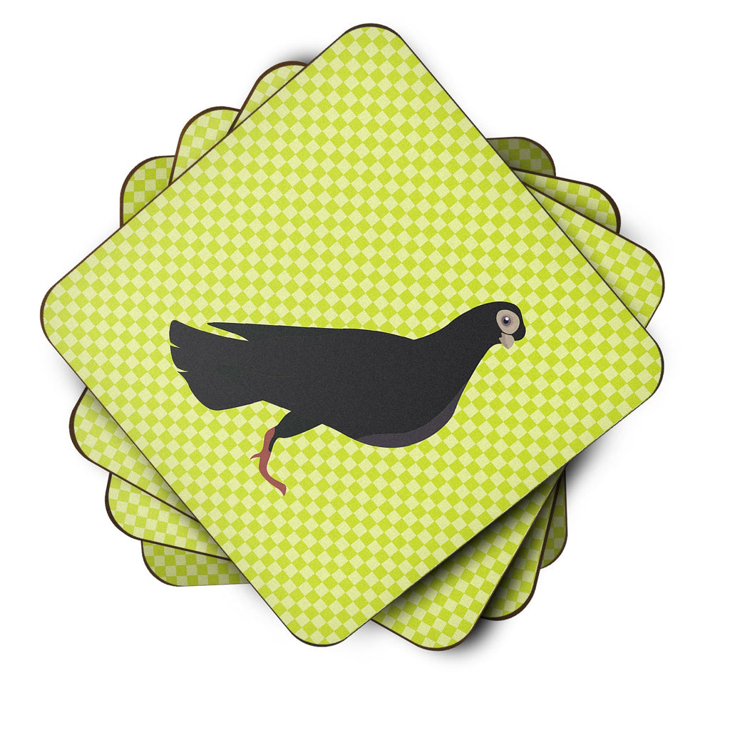 Budapest Highflyer Pigeon Green Foam Coasters Set of 4 Cup Coasters for Indoor Outdoor, Tabletop Protection, Anti Slip, Mouse pad Material