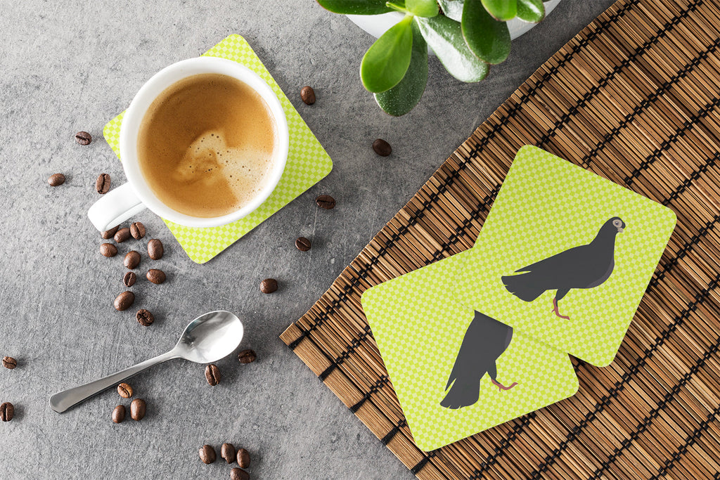 Budapest Highflyer Pigeon Green Foam Coasters Set of 4 Cup Coasters for Indoor Outdoor, Tabletop Protection, Anti Slip, Mouse pad Material