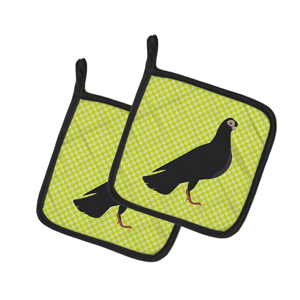 Budapest Highflyer Pigeon Green Pot Holder Set of 2 Heat Resistant Quilted Hot Pads 7.5 x 7.5 Inch, Insulated Kitchen Trivets for Cooking & Baking