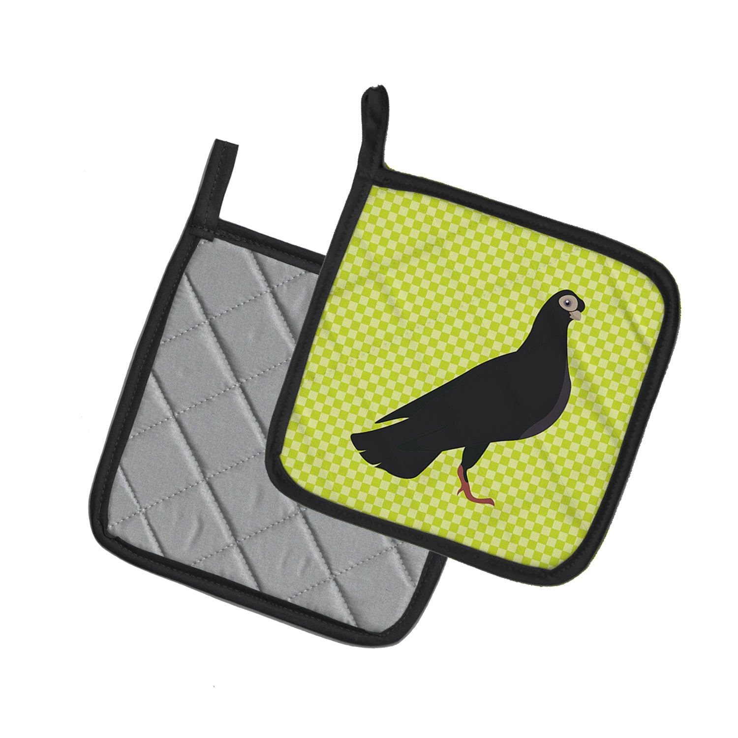 Budapest Highflyer Pigeon Green Pot Holder Set of 2 Heat Resistant Quilted Hot Pads 7.5 x 7.5 Inch, Insulated Kitchen Trivets for Cooking & Baking