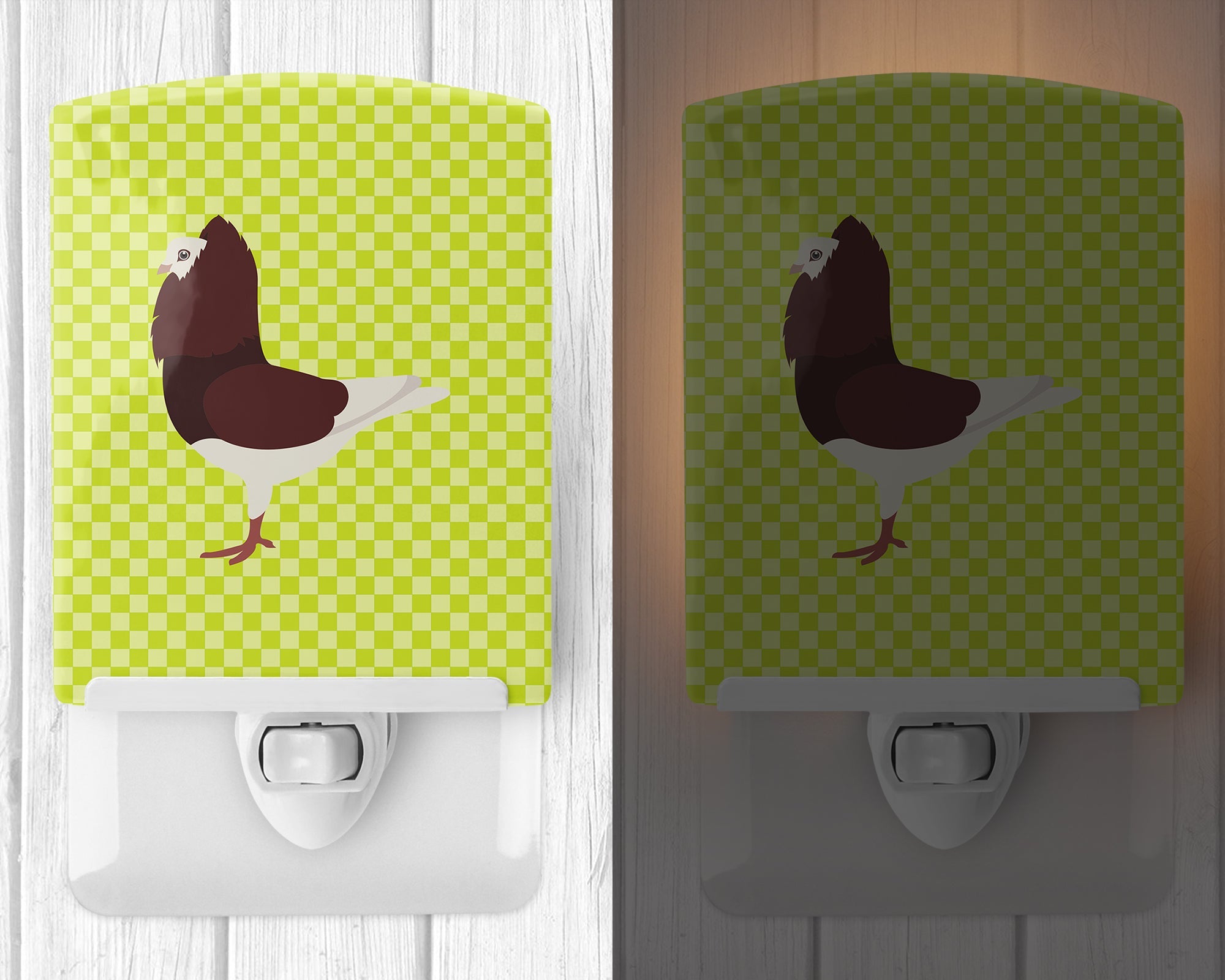 Capuchin Red Pigeon Green Ceramic Night Light Compact, UL-Certified, Ideal for Bedroom, Bathroom, Nursery, Hallway, Kitchen, 6x4x3, Multicolor