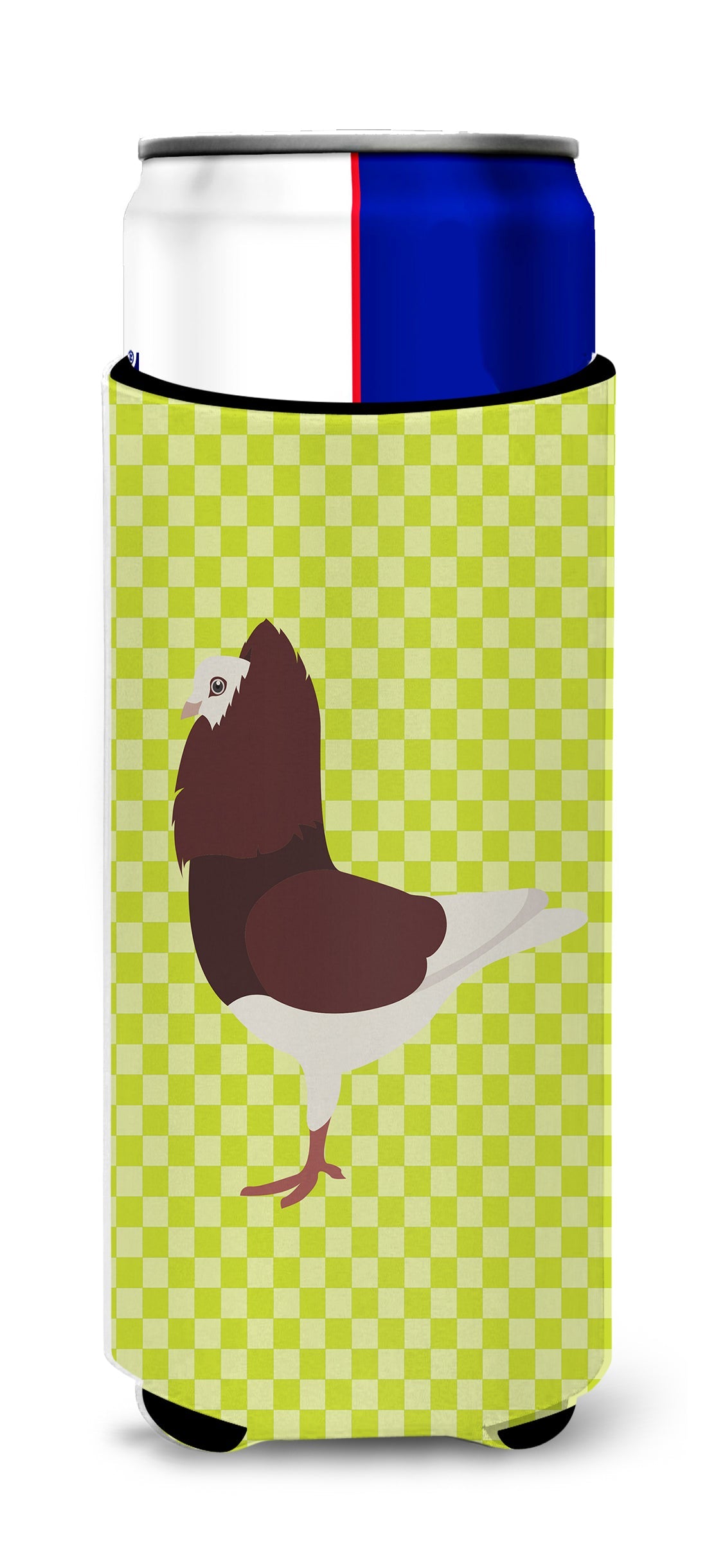Capuchin Red Pigeon Green Slim Can Hugger , Insulated Foam Hugger for 12 oz Slim Cans, Beer Bottles & Water Bottles, Printed in USA