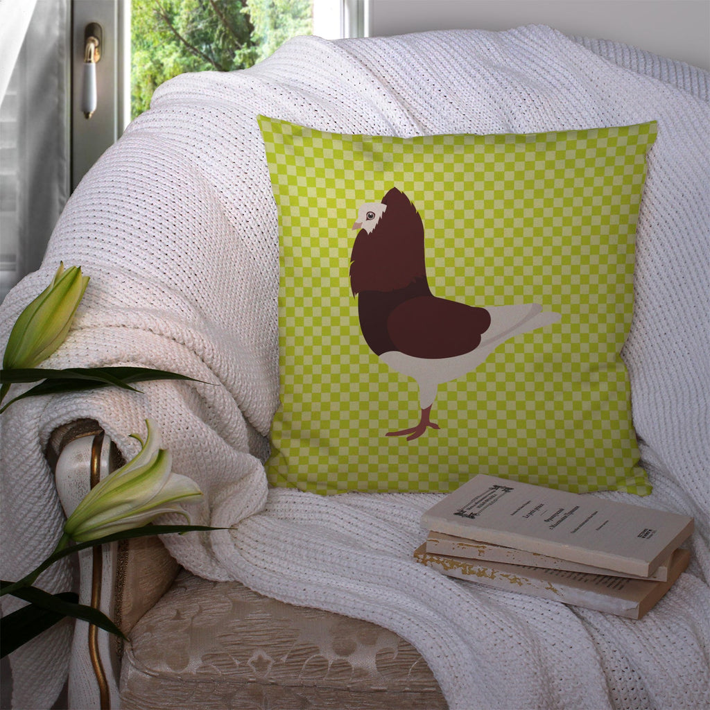Capuchin Red Pigeon Green Decorative Throw Pillow 14x14 Indoor Outdoor Accent Cushion, Fabric Cover with Insert for Sofa, Bed, Porch & Living Room