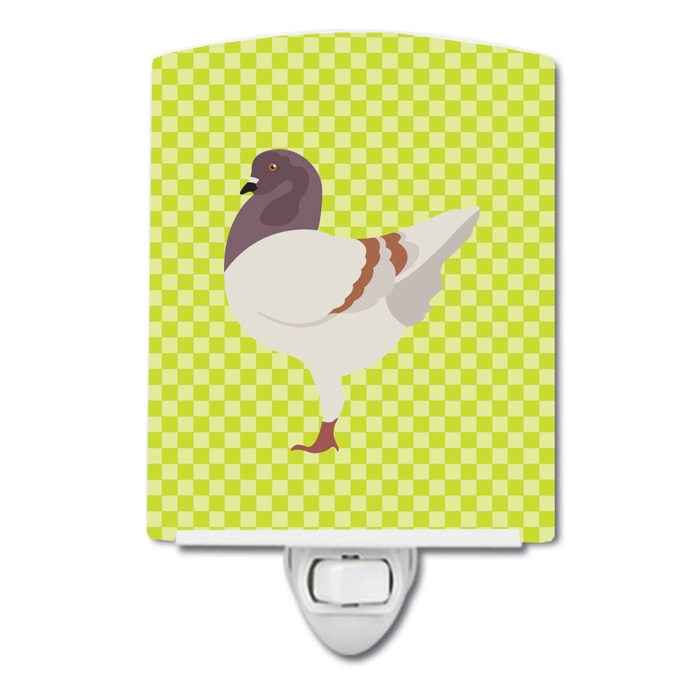 German Modena Pigeon Green Ceramic Night Light Compact, UL-Certified, Ideal for Bedroom, Bathroom, Nursery, Hallway, Kitchen, 6x4x3, Multicolor