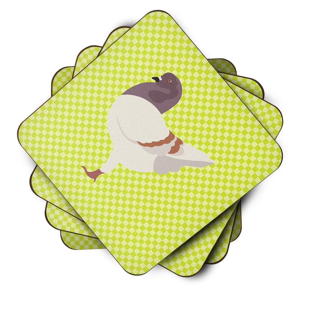 German Modena Pigeon Green Foam Coasters Set of 4 Cup Coasters for Indoor Outdoor, Tabletop Protection, Anti Slip, Mouse pad Material