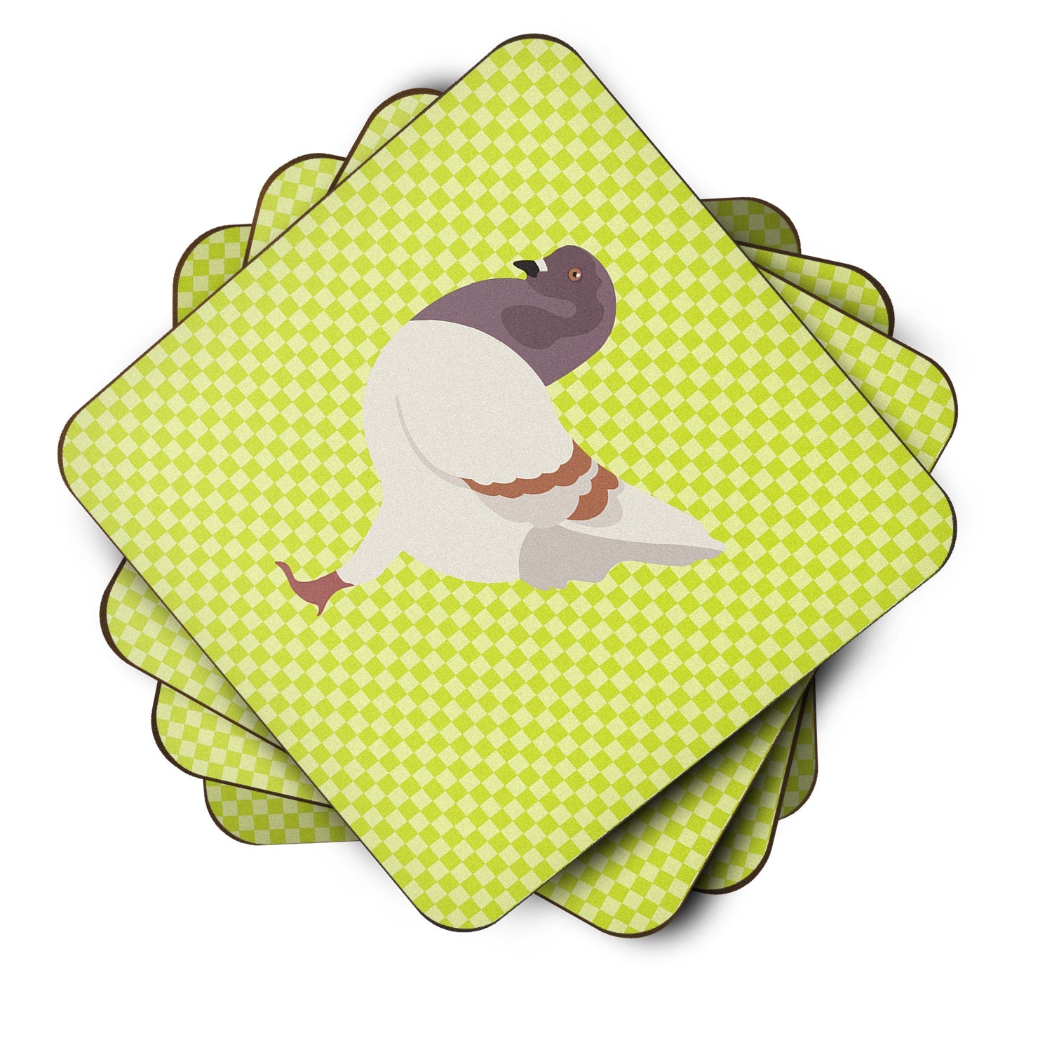 German Modena Pigeon Green Foam Coasters Set of 4 Cup Coasters for Indoor Outdoor, Tabletop Protection, Anti Slip, Mouse pad Material