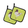 German Modena Pigeon Green Pot Holder Set of 2 Heat Resistant Quilted Hot Pads 7.5 x 7.5 Inch, Insulated Kitchen Trivets for Cooking & Baking