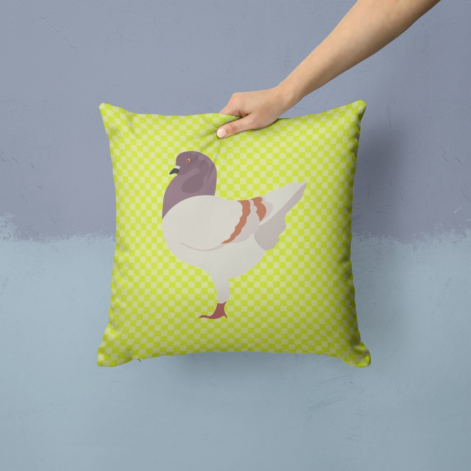 German Modena Pigeon Green Decorative Throw Pillow 14x14 Indoor Outdoor Accent Cushion, Fabric Cover with Insert for Sofa, Bed, Porch & Living Room