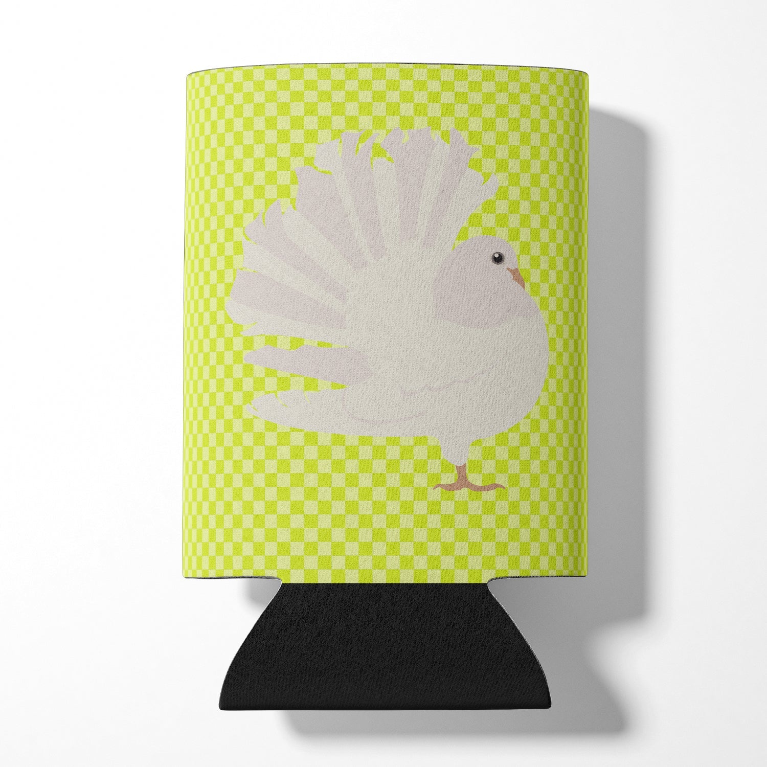 Silver Fantail Pigeon Green Can or Bottle Hugger Cooler Sleeve for Standard 12 oz Cans, Insulated Foam Beer & Soda Can Hugger Reusable