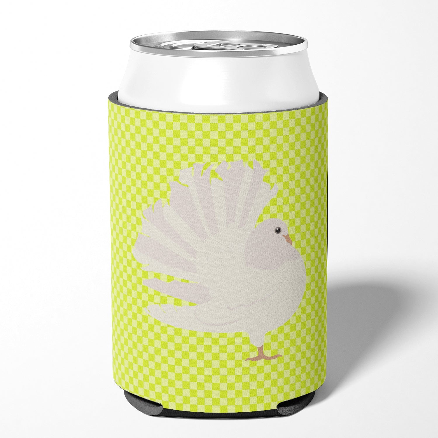 Silver Fantail Pigeon Green Can or Bottle Hugger Cooler Sleeve for Standard 12 oz Cans, Insulated Foam Beer & Soda Can Hugger Reusable