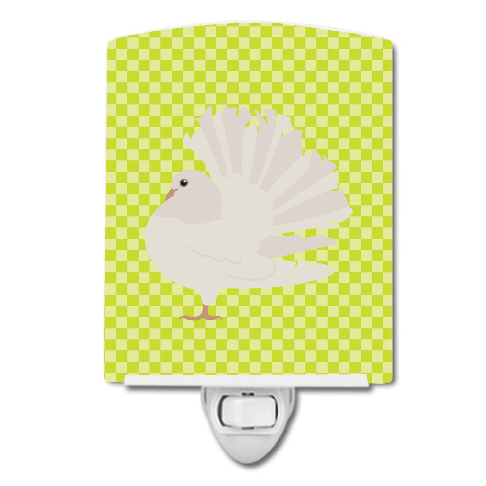 Silver Fantail Pigeon Green Ceramic Night Light Compact, UL-Certified, Ideal for Bedroom, Bathroom, Nursery, Hallway, Kitchen, 6x4x3, Multicolor
