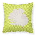 Silver Fantail Pigeon Green Decorative Throw Pillow 18x18 Indoor Outdoor Accent Cushion, Fabric Cover with Insert for Sofa, Bed, Porch & Living Room