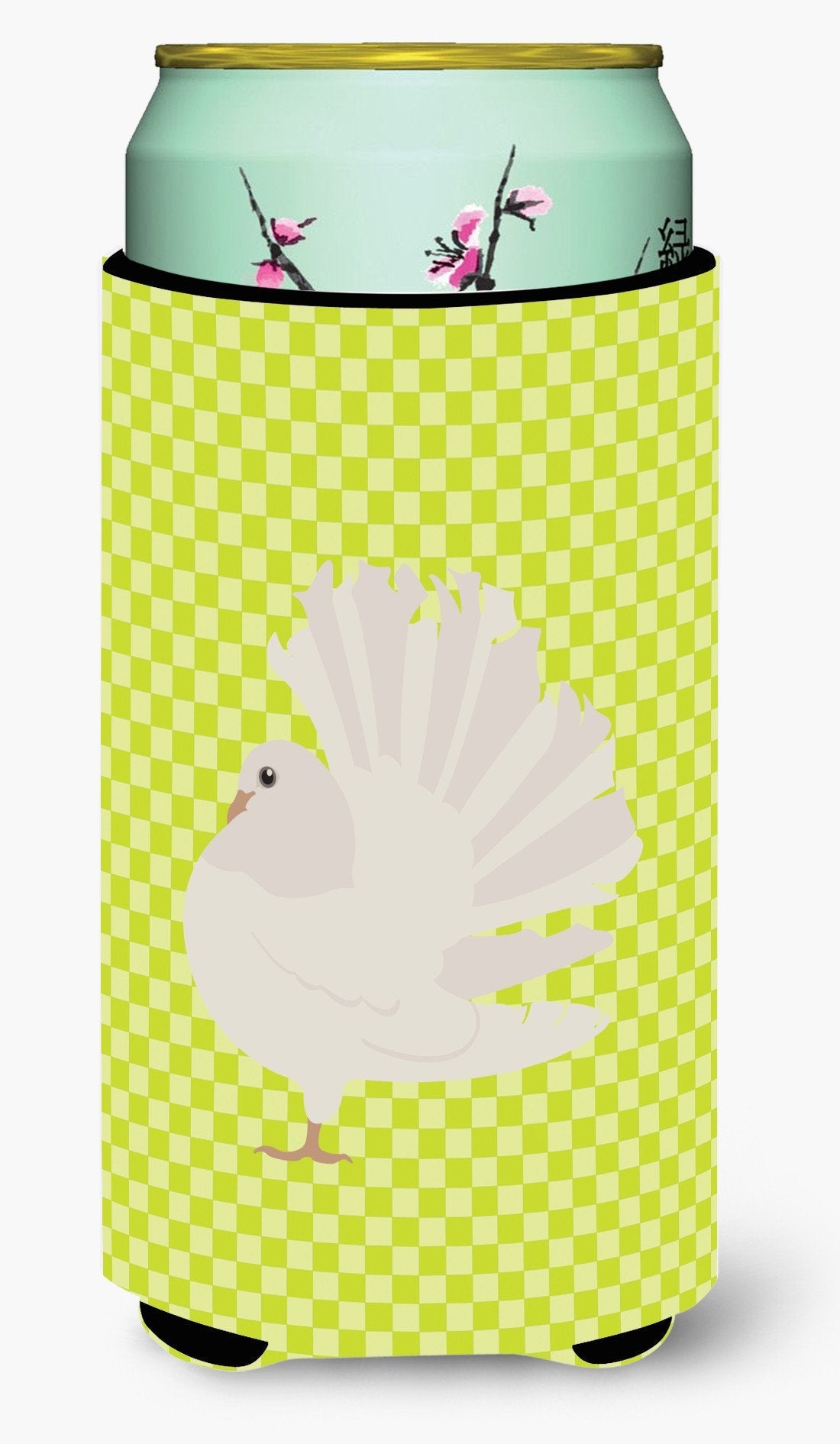 Silver Fantail Pigeon Green Tall Boy Hugger Can Cooler Sleeve Machine Washable Drink Collapsible Insulator Beverage Insulated Holder