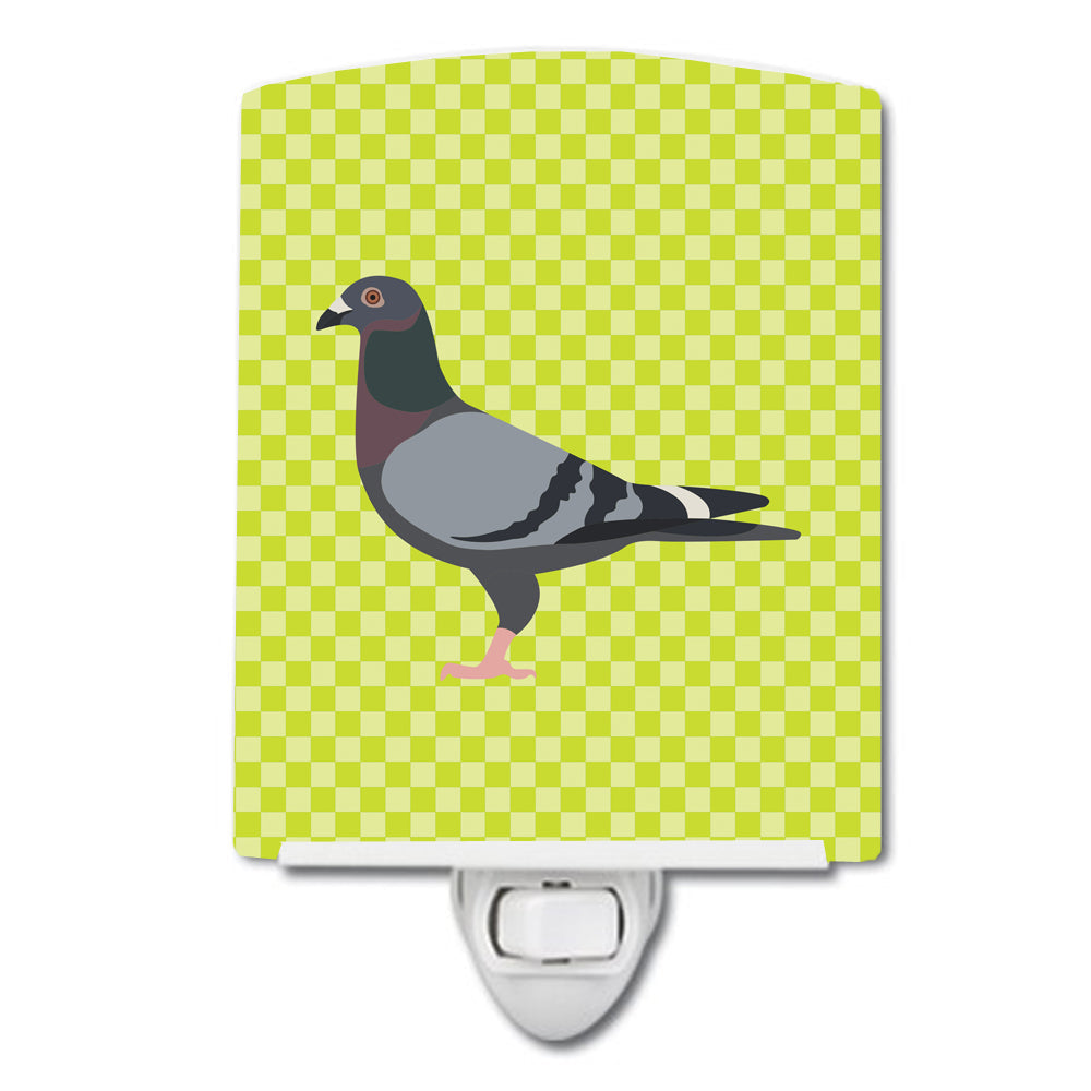 Racing Pigeon Green Ceramic Night Light Compact, UL-Certified, Ideal for Bedroom, Bathroom, Nursery, Hallway, Kitchen, 6x4x3, Multicolor