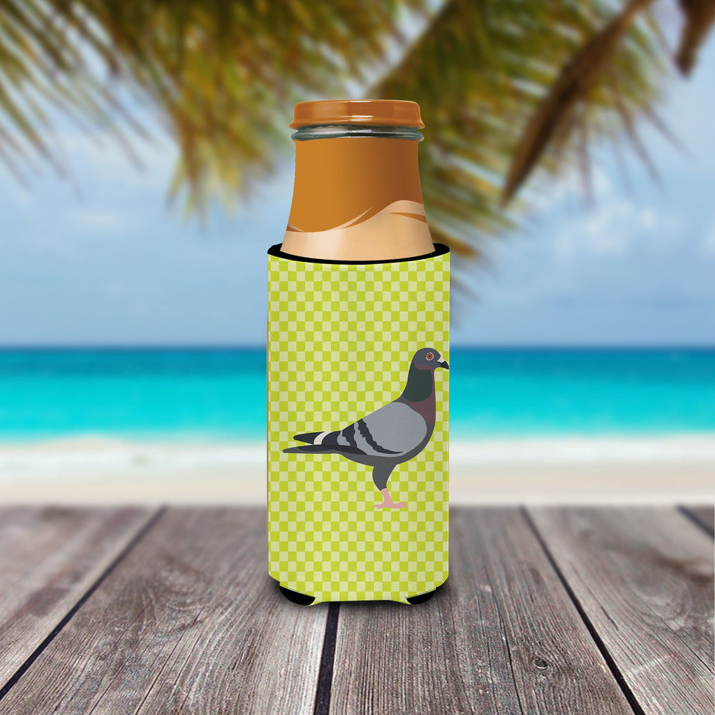 Racing Pigeon Green Slim Can Hugger , Insulated Foam Hugger for 12 oz Slim Cans, Beer Bottles & Water Bottles, Printed in USA
