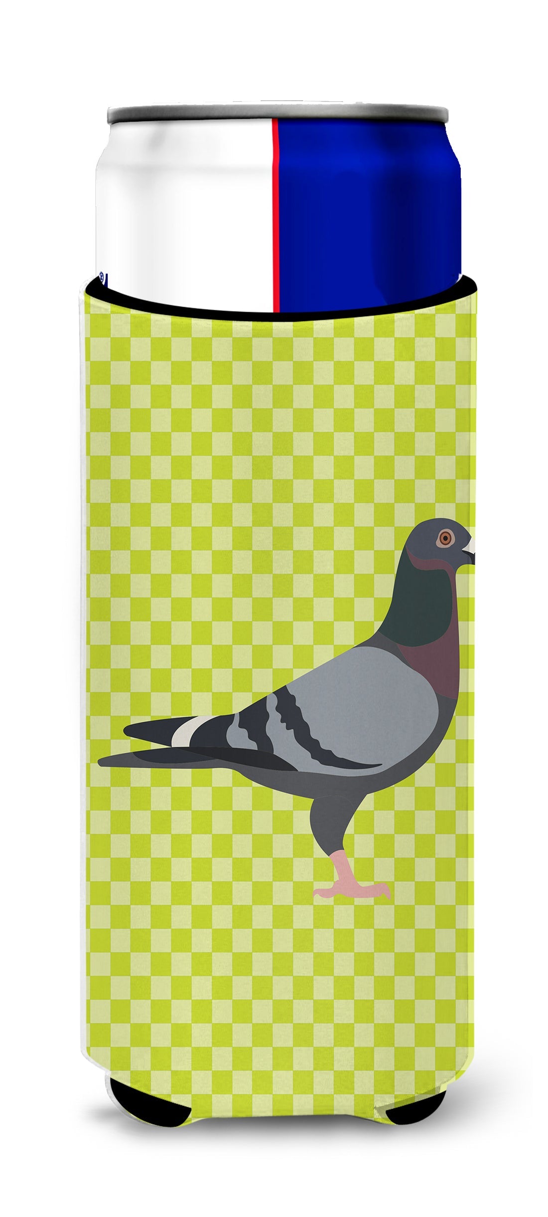 Racing Pigeon Green Slim Can Hugger , Insulated Foam Hugger for 12 oz Slim Cans, Beer Bottles & Water Bottles, Printed in USA
