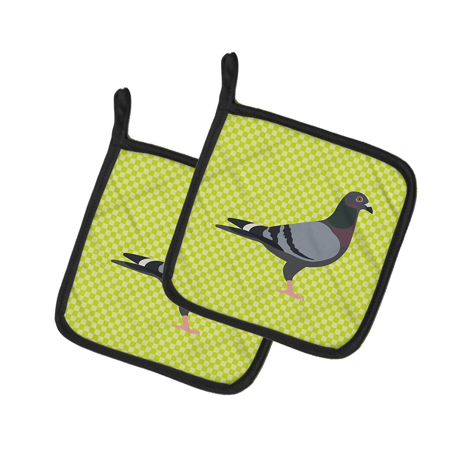 Racing Pigeon Green Pot Holder Set of 2 Heat Resistant Quilted Hot Pads 7.5 x 7.5 Inch, Insulated Kitchen Trivets for Cooking & Baking