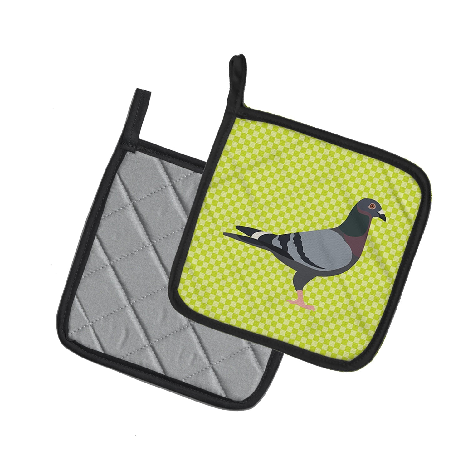 Racing Pigeon Green Pot Holder Set of 2 Heat Resistant Quilted Hot Pads 7.5 x 7.5 Inch, Insulated Kitchen Trivets for Cooking & Baking