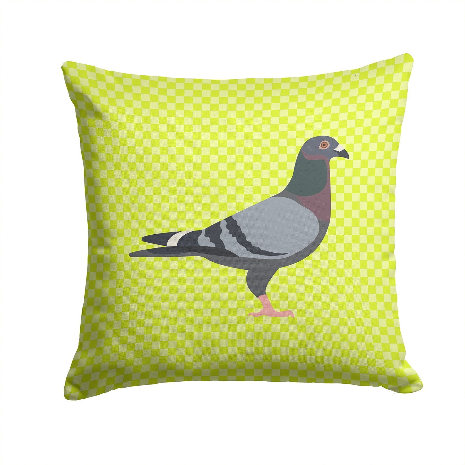 Racing Pigeon Green Decorative Throw Pillow 14x14 Indoor Outdoor Accent Cushion, Fabric Cover with Insert for Sofa, Bed, Porch & Living Room