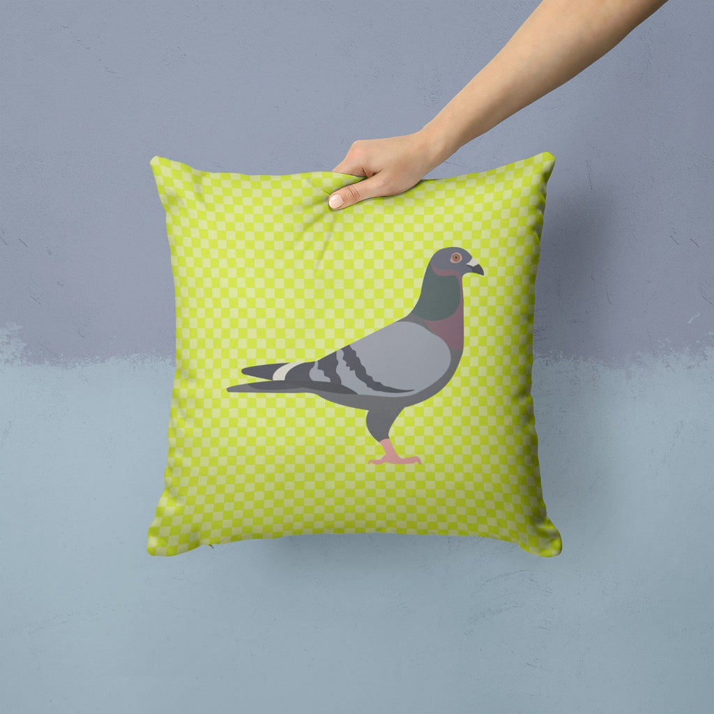 Racing Pigeon Green Decorative Throw Pillow 14x14 Indoor Outdoor Accent Cushion, Fabric Cover with Insert for Sofa, Bed, Porch & Living Room