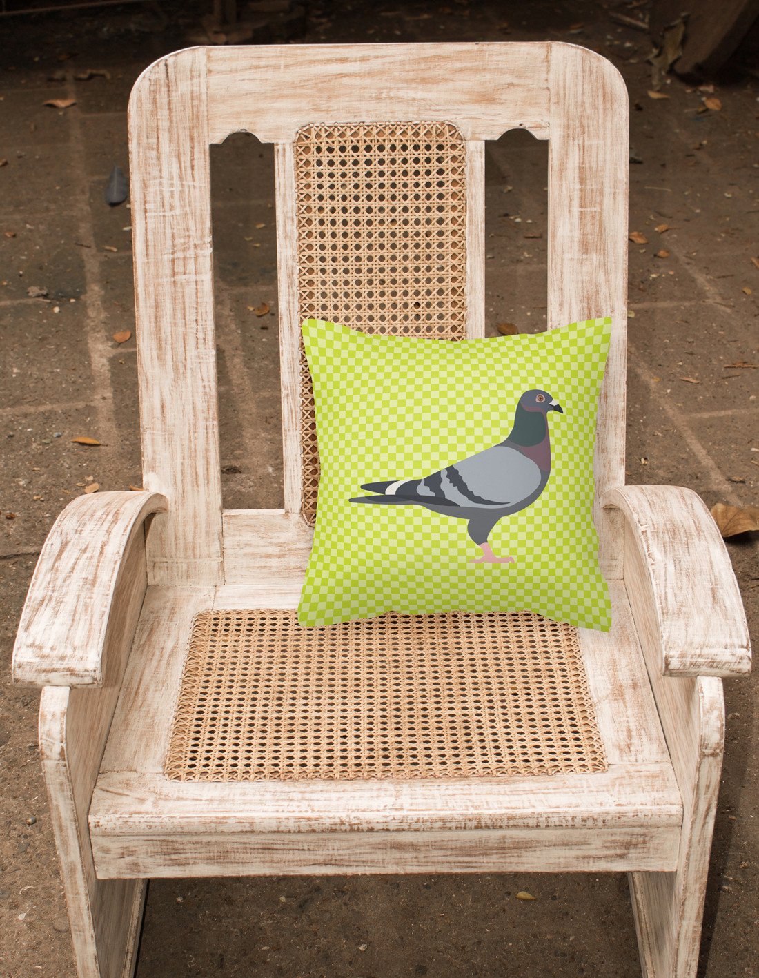 Racing Pigeon Green Decorative Throw Pillow 18x18 Indoor Outdoor Accent Cushion, Fabric Cover with Insert for Sofa, Bed, Porch & Living Room